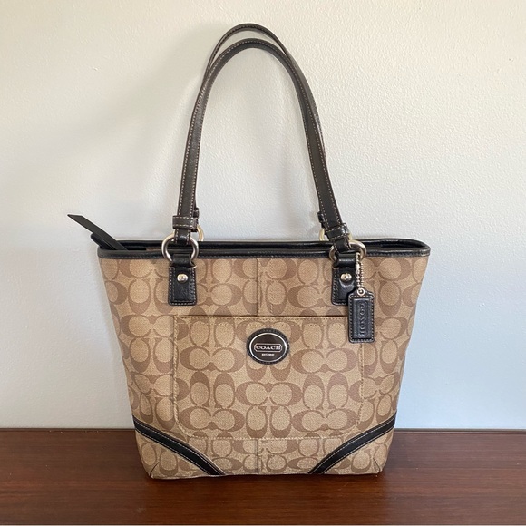 Coach Handbags - Coach shoulder bag/ tote, monogram, brown leather W13”xH11”